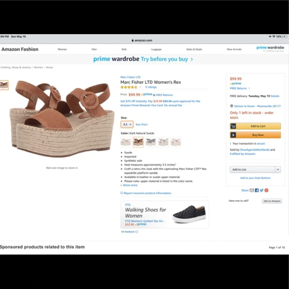 Marc Fisher Rex Espadrille Wedge Sandal